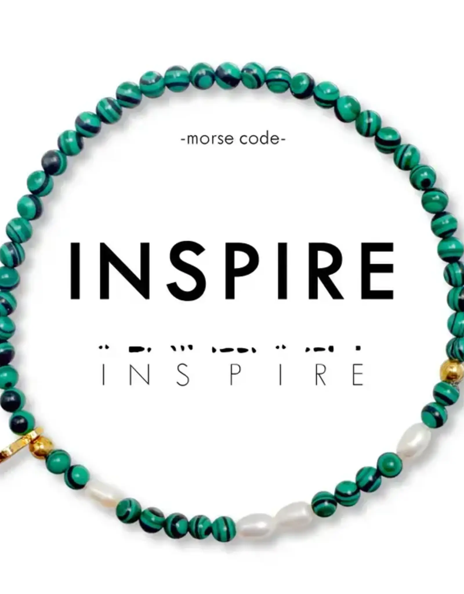 EthicGoods 3mm Morse Code Bracelet: Inspire (Pearl & Stone)