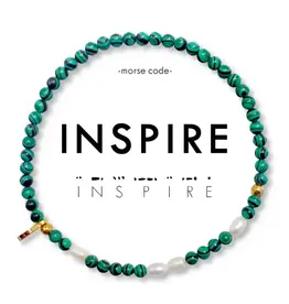 EthicGoods 3mm Morse Code Bracelet: Inspire (Pearl & Stone)