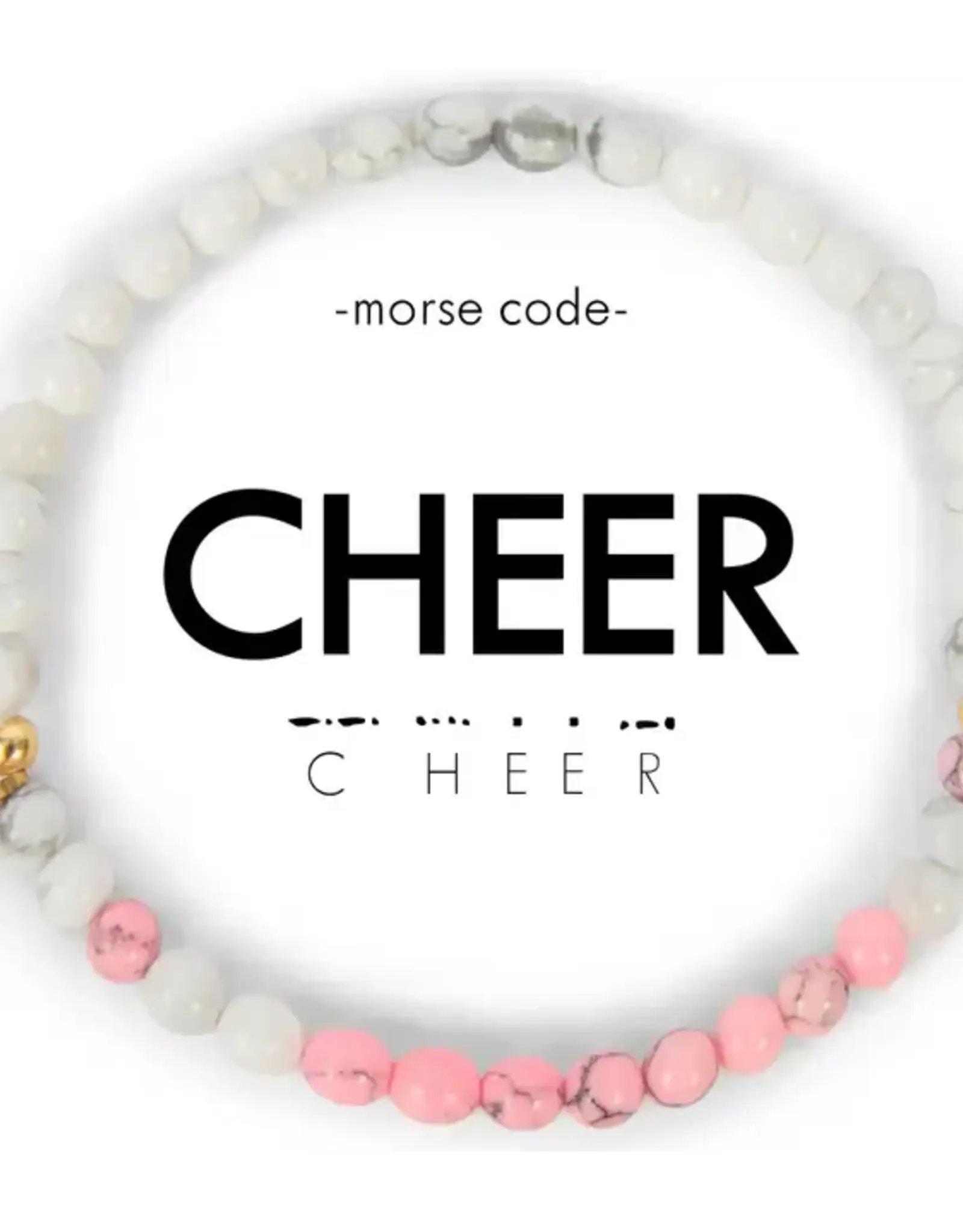 EthicGoods Morse Code Bracelet: Cheer (Pink & Howlite)