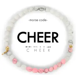 EthicGoods Morse Code Bracelet: Cheer (Pink & Howlite)