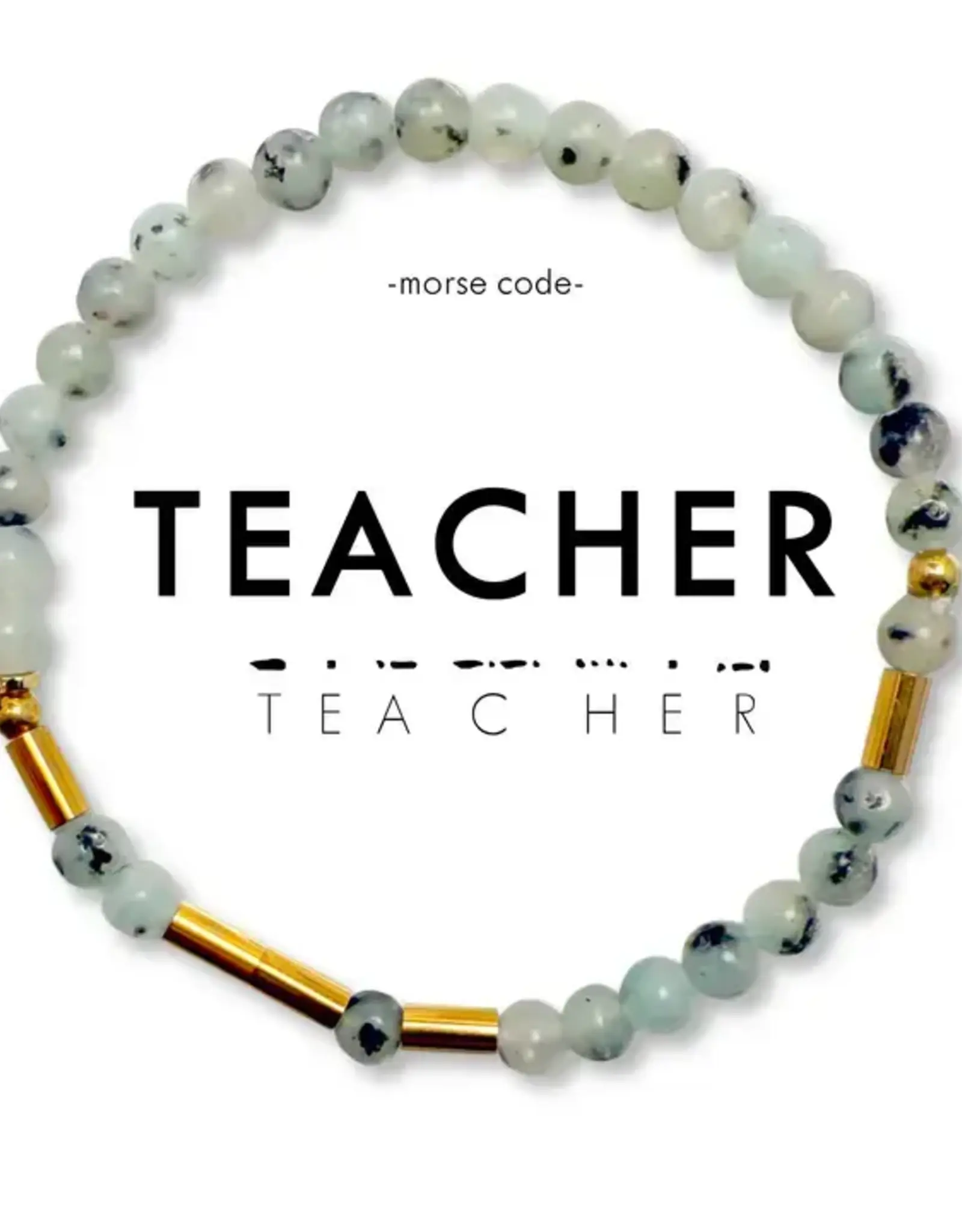 EthicGoods Morse Code Bracelet: Teacher (Gold & Stone)