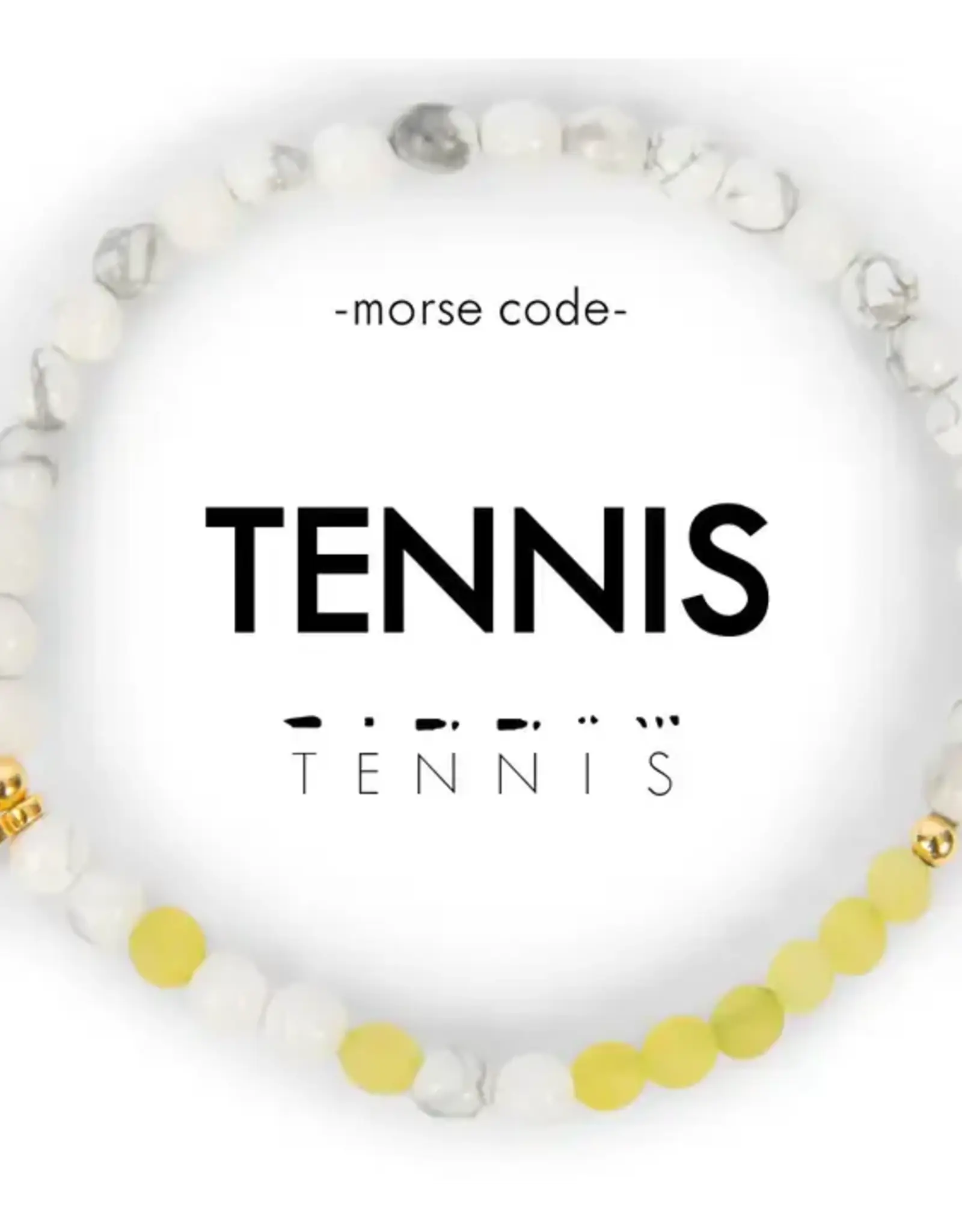 EthicGoods Mini Morse Code Bracelet: Tennis (White & Frosted Lime)