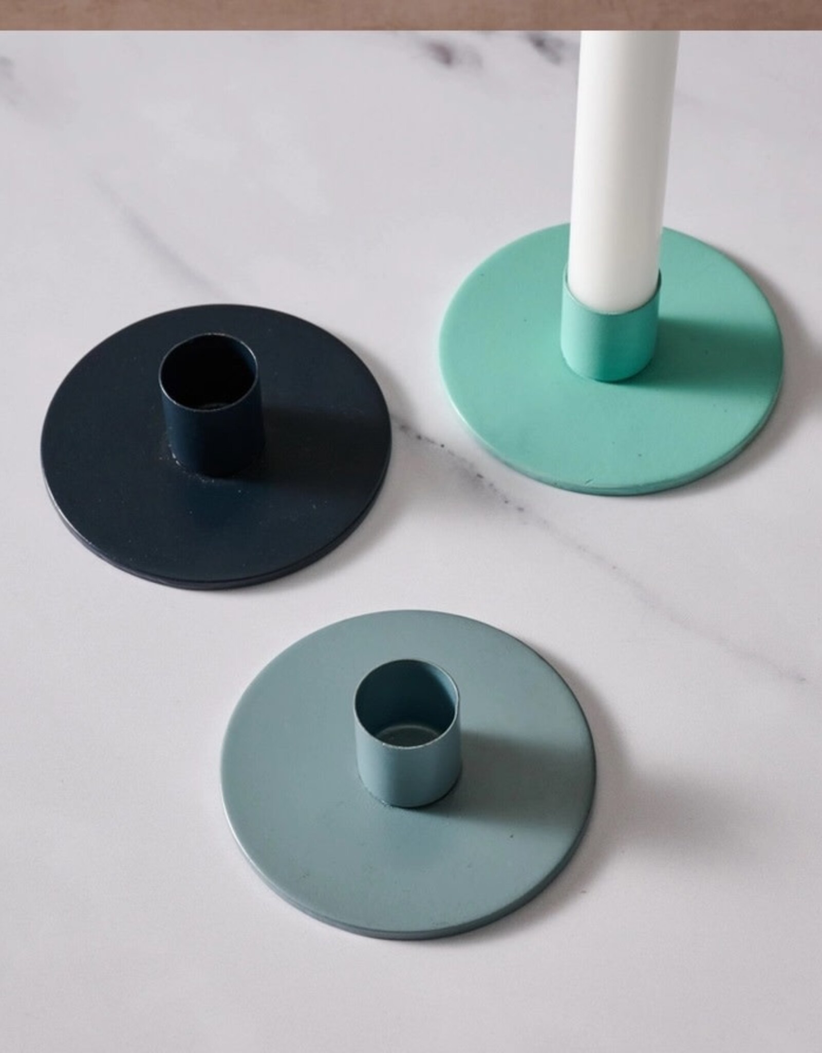 Ten Thousand Villages Kasi Round Taper Candle Holder - Midnight Blue