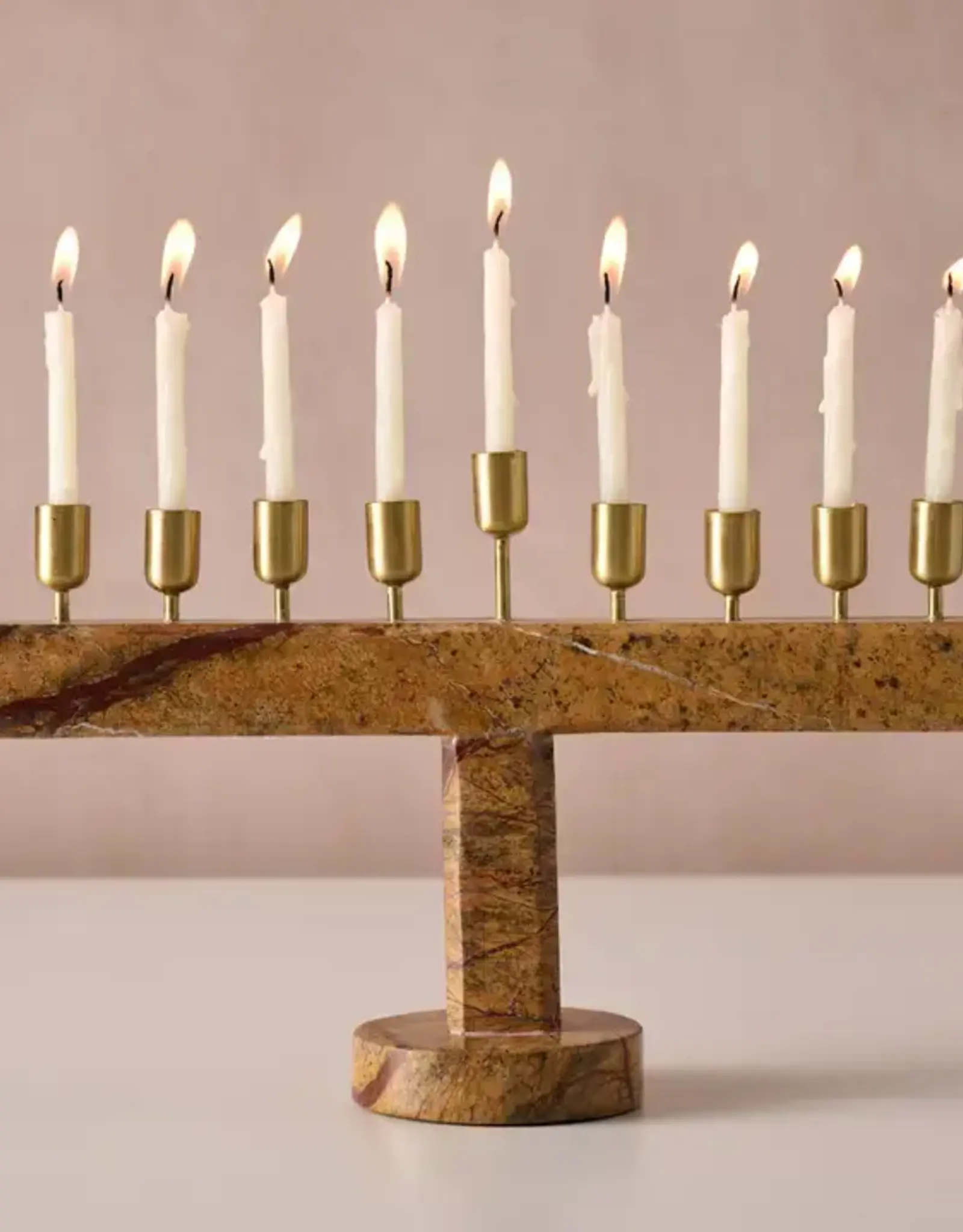 Ten Thousand Villages Roshanee Stone and Brass Menorah