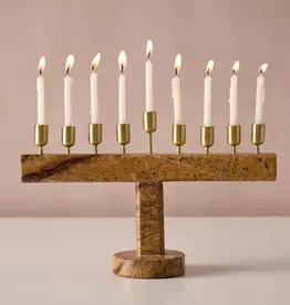 Ten Thousand Villages Roshanee Stone and Brass Menorah