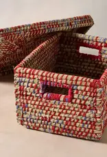 Ten Thousand Villages Lidded Sari Storage Basket 10.5"