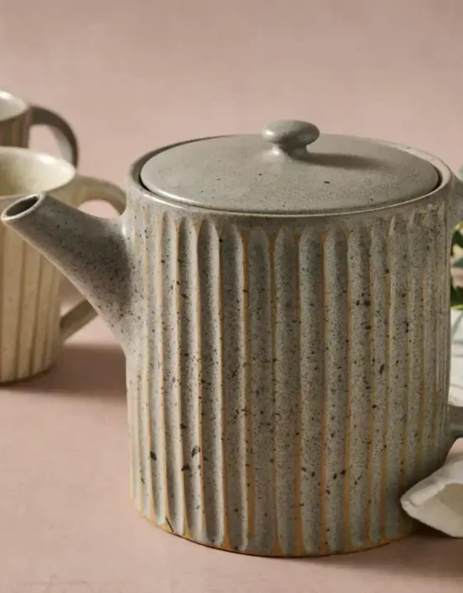 Ten Thousand Villages Sundara Fluted Ceramic Teapot