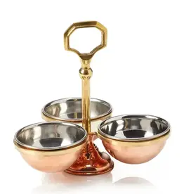 Serrv Afterglow Hammered Copper Condiment Set