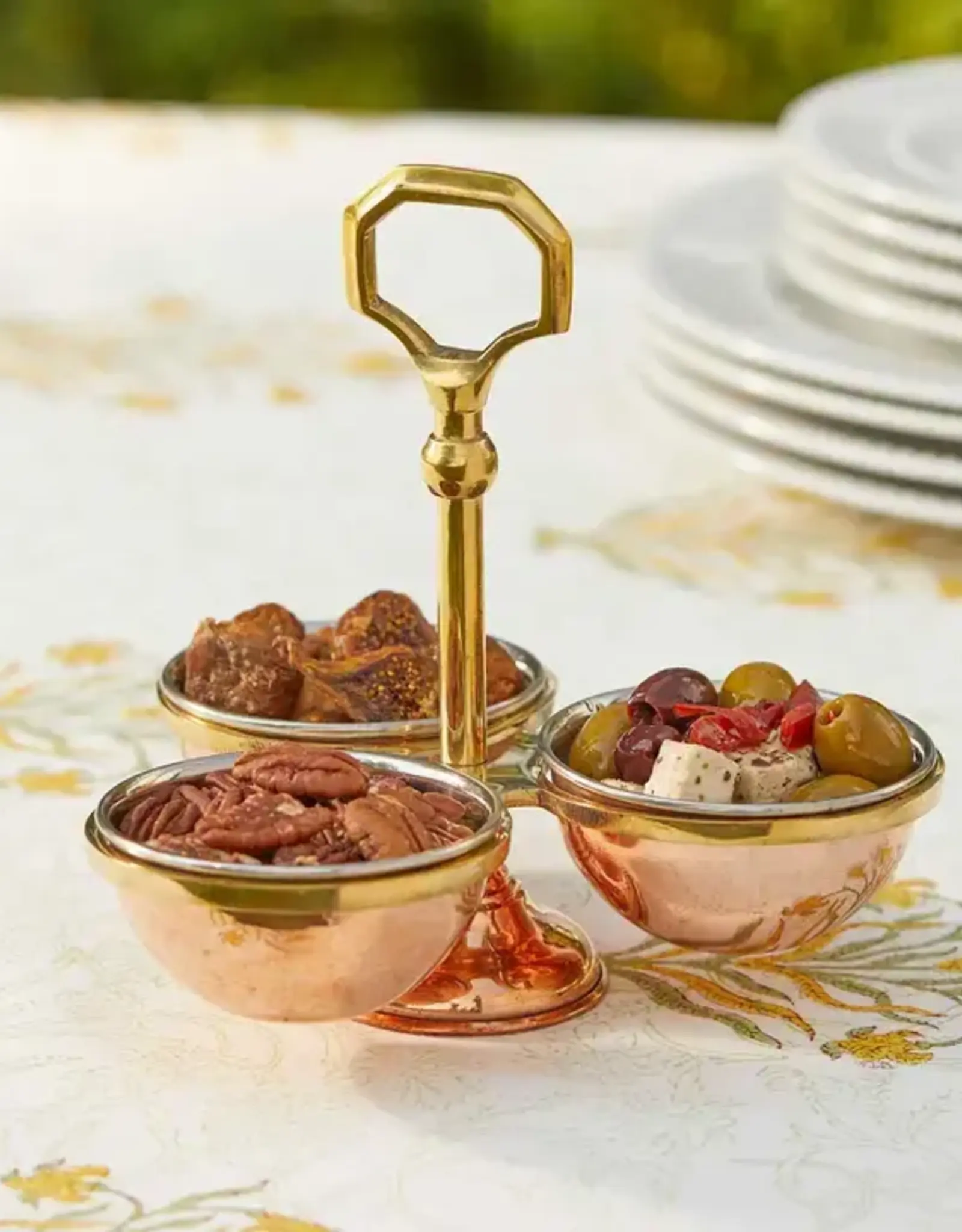 Serrv Afterglow Hammered Copper Condiment Set