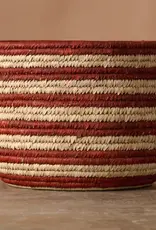 Ten Thousand Villages Burnt Orange Striped Palm Leaf Basket
