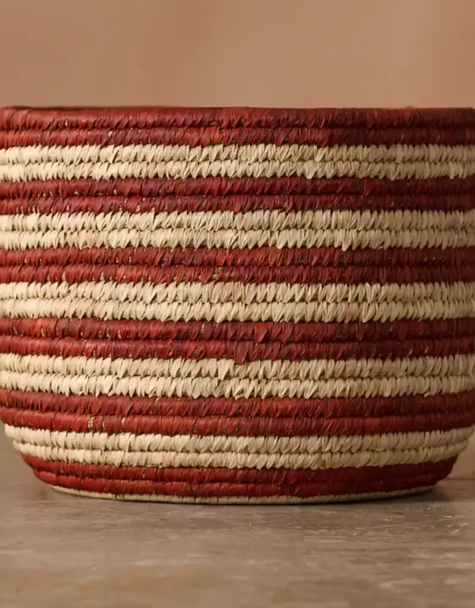 Ten Thousand Villages Burnt Orange Striped Palm Leaf Basket