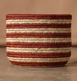 Ten Thousand Villages Burnt Orange Striped Palm Leaf Basket