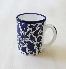 Venture Imports Blue Ceramic Floral Mug