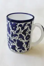 Venture Imports Blue Ceramic Floral Mug