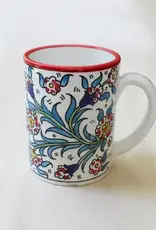 Venture Imports Red Ceramic Floral Mug