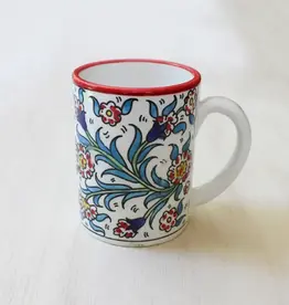 Venture Imports Red Ceramic Floral Mug