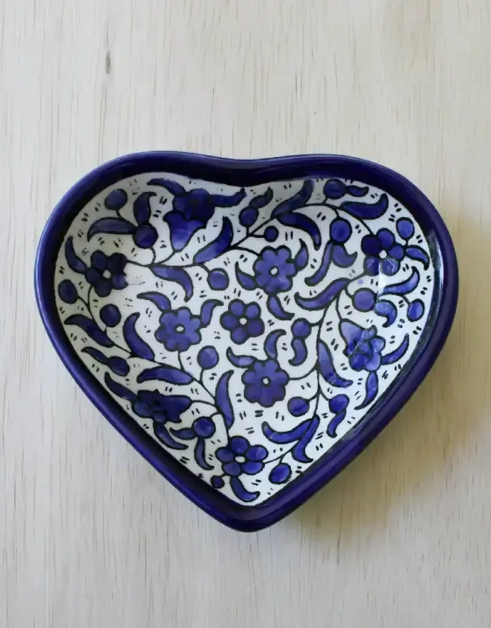 Venture Imports Blue Ceramic Heart Dish