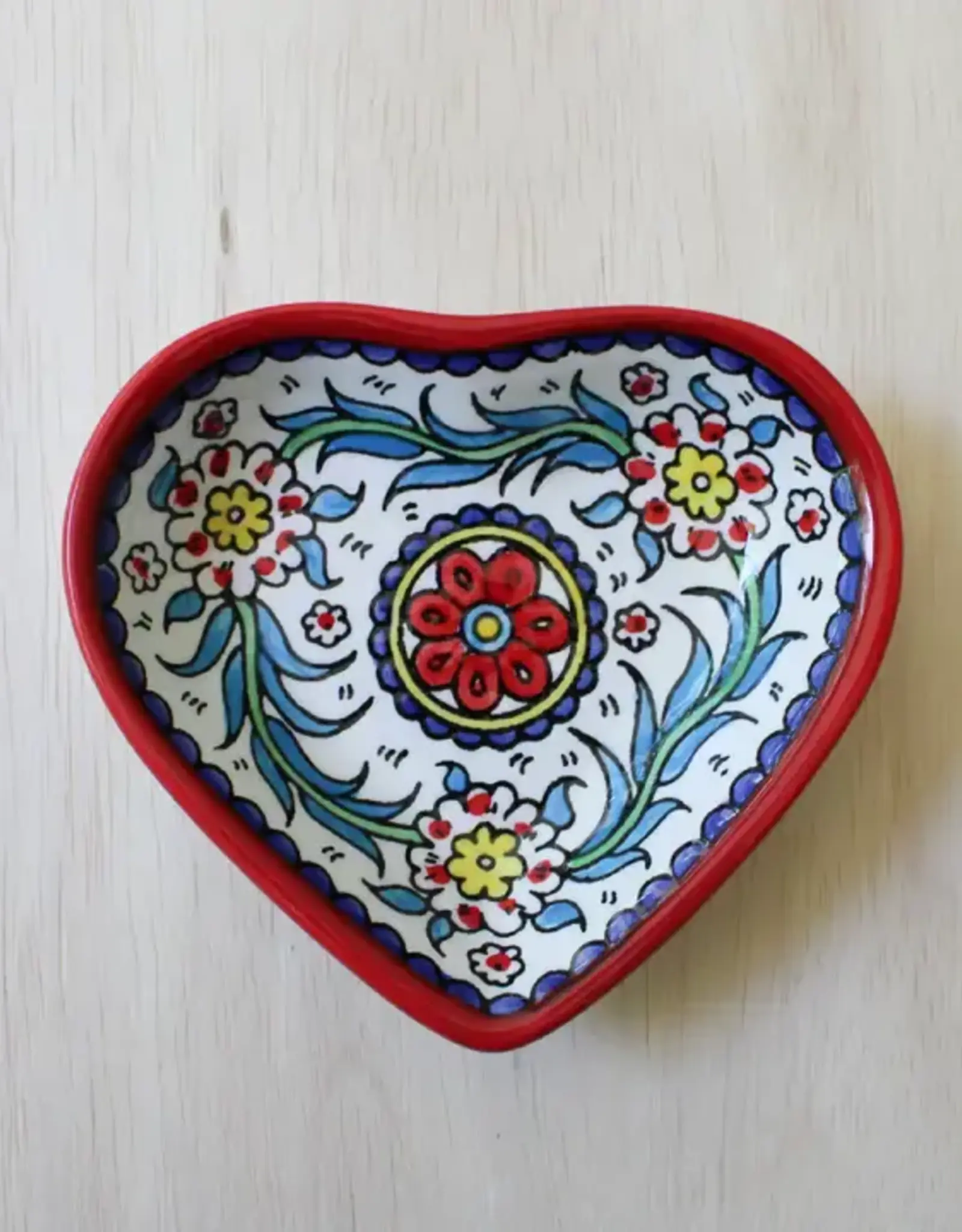 Venture Imports Red Ceramic Heart Dish