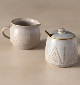 Ten Thousand Villages Mountain Peaks Ceramic Cream and Sugar Set