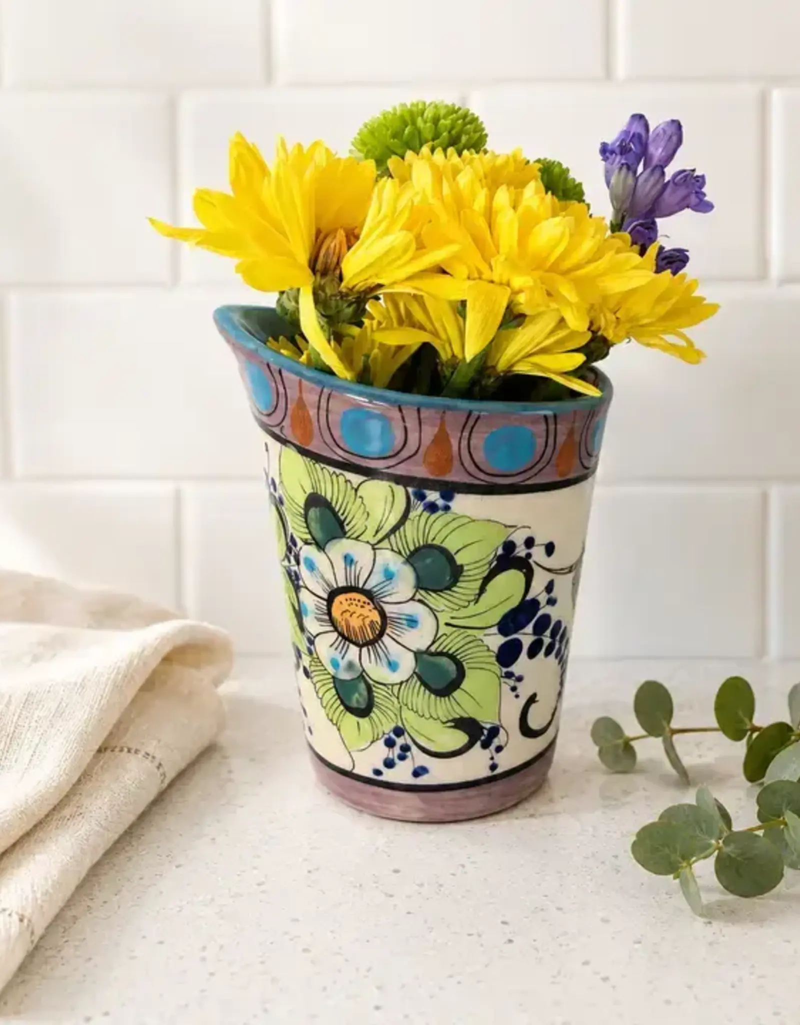 Upavim Crafts Floral Hummingbird Vase