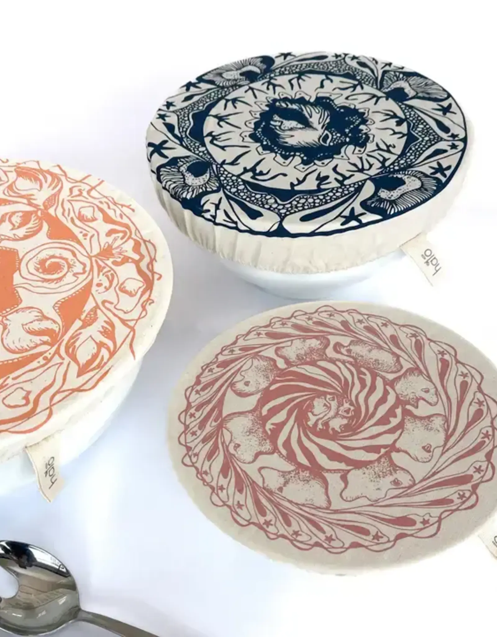 Halo Dish Covers Halo Bowl Cover Starfish Print  - Large Set of 3