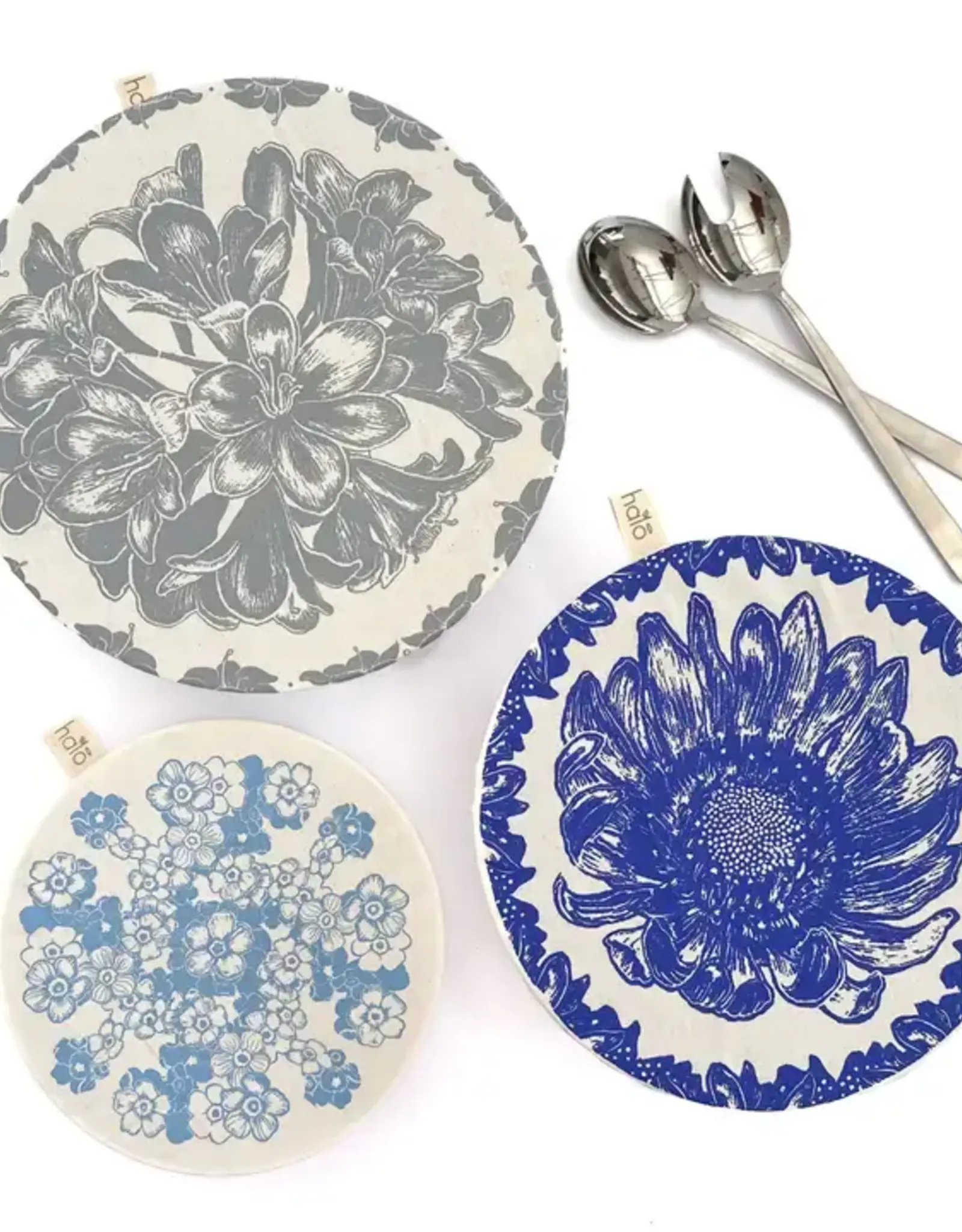 Halo Dish Covers Halo Bowl Cover African Flowers Print  - Large Set of 3