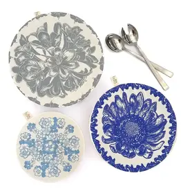 Halo Dish Covers Halo Bowl Cover African Flowers Print  - Large Set of 3