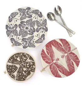 Halo Dish Covers Halo Bowl Cover Butterflies and Dragonflies Print  - Large Set of 3