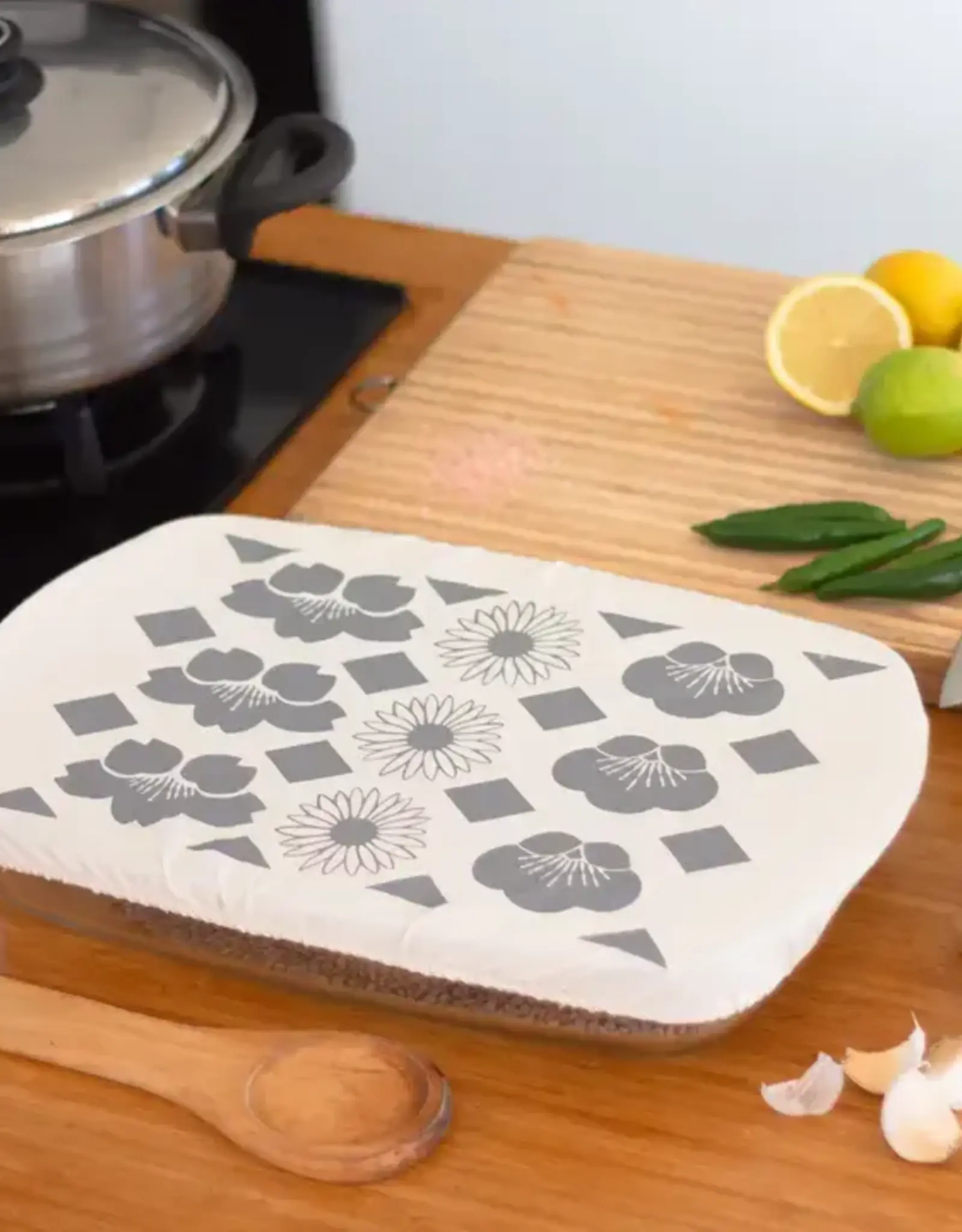 Halo Dish Covers Halo Dish and Casserole Cover Edible Flowers Print  - Rectangle