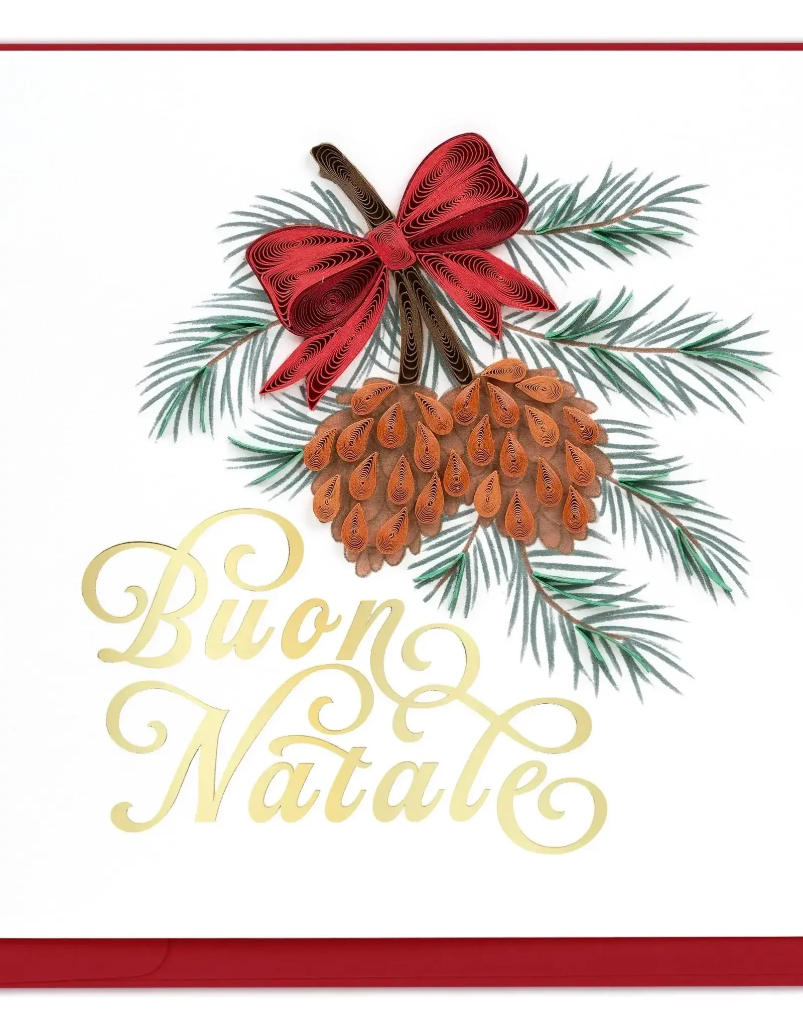 Quilling Card Quilled Merry Christmas Pinecone (Italian) Greeting Card