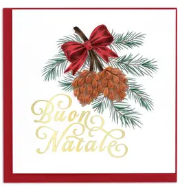 Quilling Card Quilled Merry Christmas Pinecone (Italian) Greeting Card
