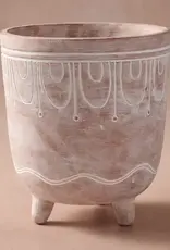 Ten Thousand Villages Jibana Etched Terracotta Planter - 7.5"D