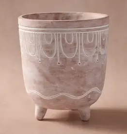 Ten Thousand Villages Jibana Etched Terracotta Planter - 7.5"D