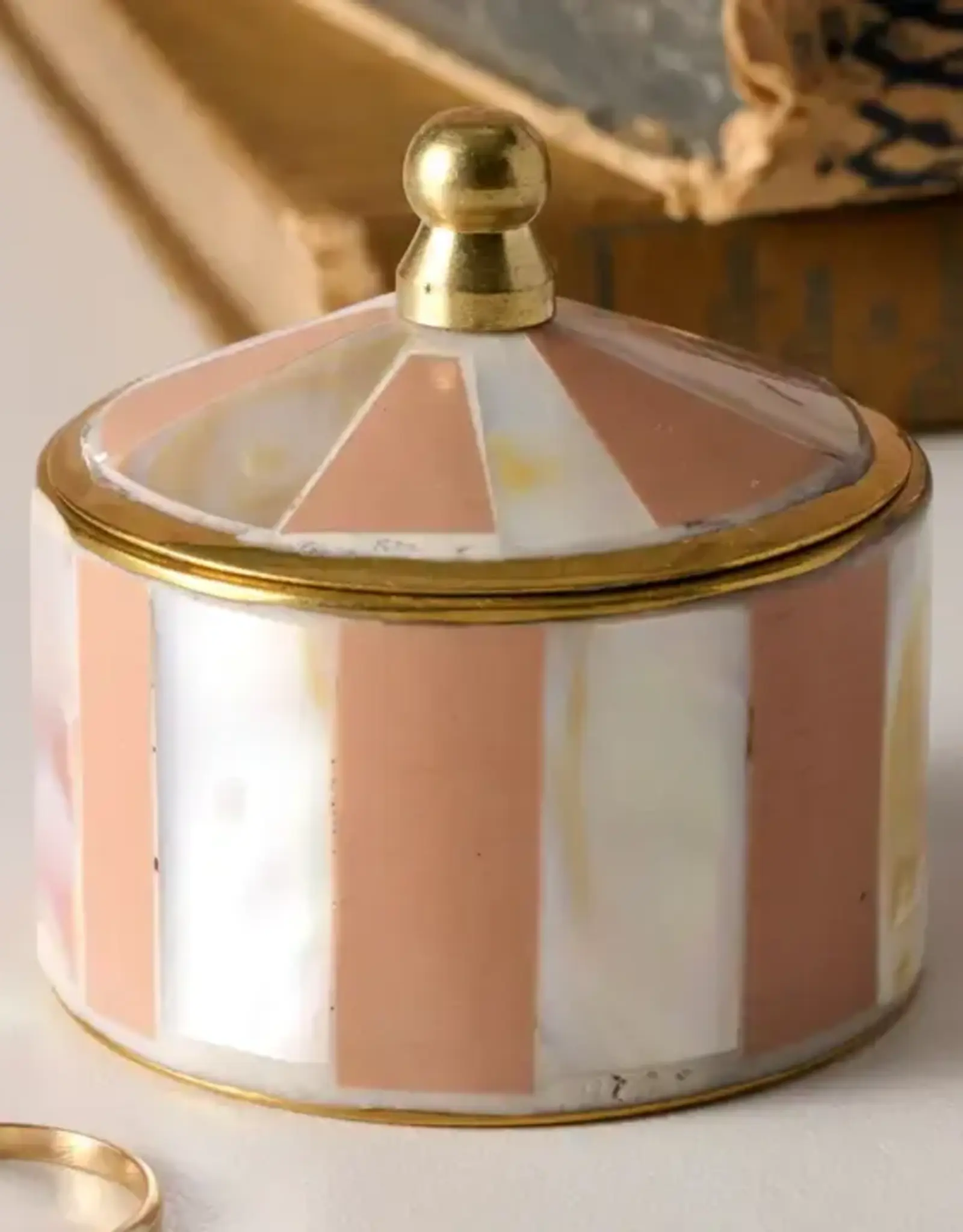 Ten Thousand Villages Sarkas Mother of Pearl Circus Tent Box - Peach