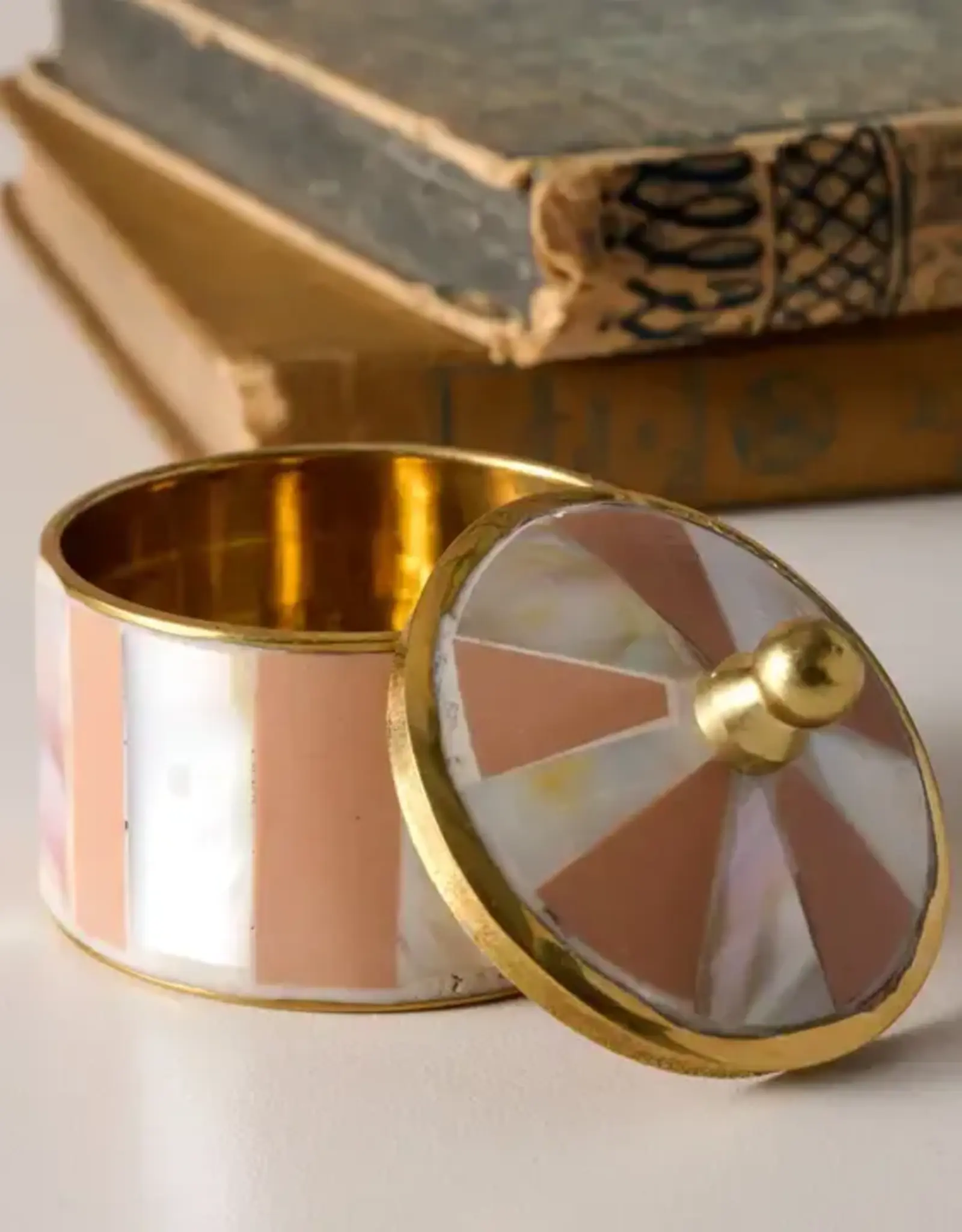 Ten Thousand Villages Sarkas Mother of Pearl Circus Tent Box - Peach