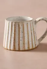 Ten Thousand Villages Sundara Conical Fluted Ceramic Espresso Mug - Speckled White