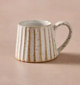 Ten Thousand Villages Sundara Conical Fluted Ceramic Espresso Mug - Speckled White