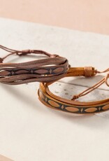 Ten Thousand Villages Tikat Embossed Leather Bracelets