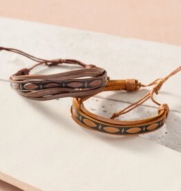 Ten Thousand Villages Tikat Embossed Leather Bracelets