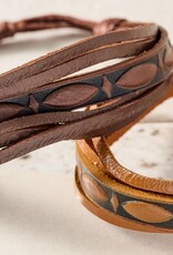Ten Thousand Villages Tikat Embossed Leather Bracelets