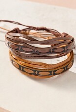 Ten Thousand Villages Tikat Embossed Leather Bracelets