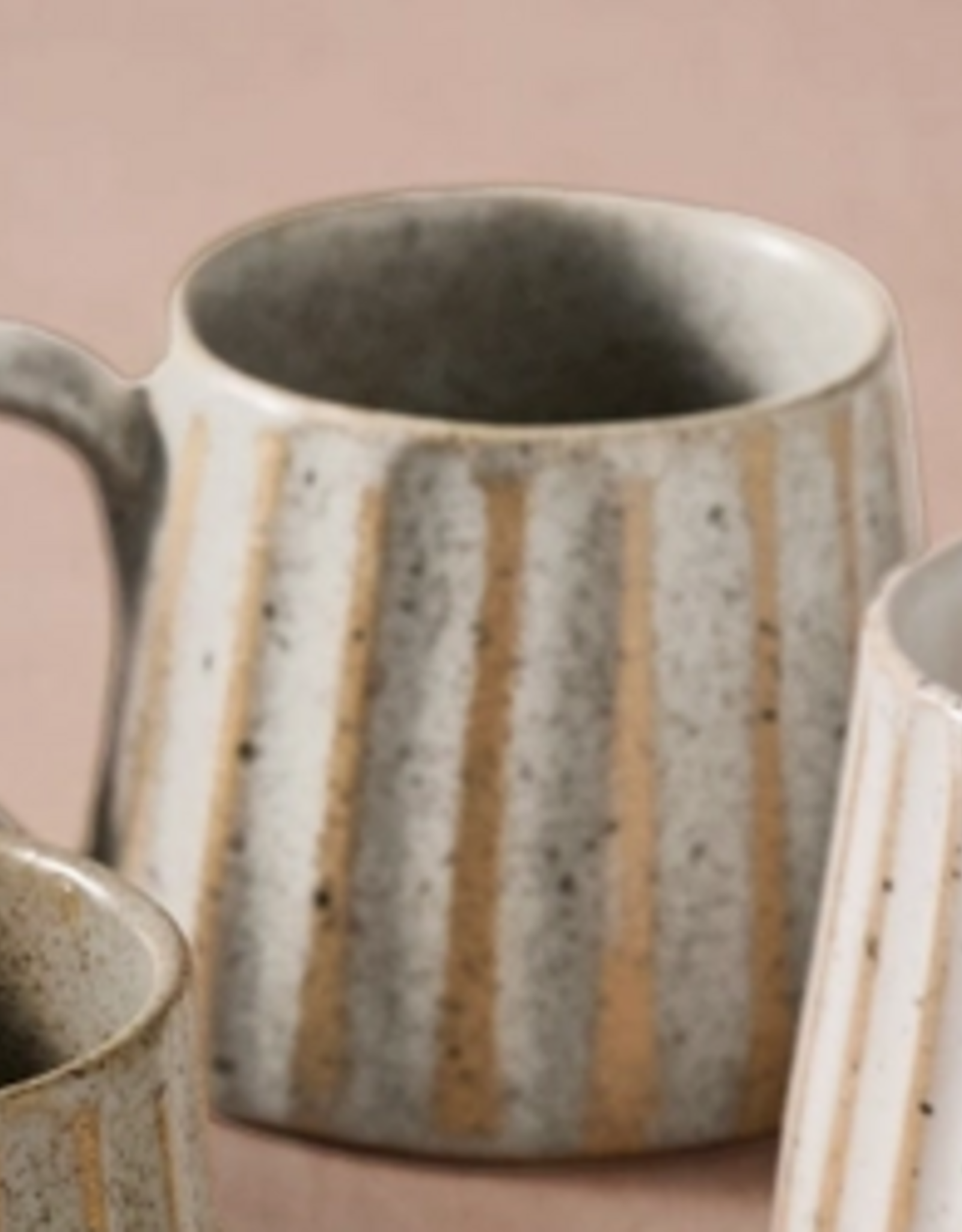 Ten Thousand Villages Sundara Conical Fluted Ceramic Espresso Mug - Speckled Oatmeal