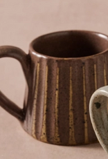 Ten Thousand Villages Sundara Conical Fluted Ceramic Espresso Mug - Speckled Brown