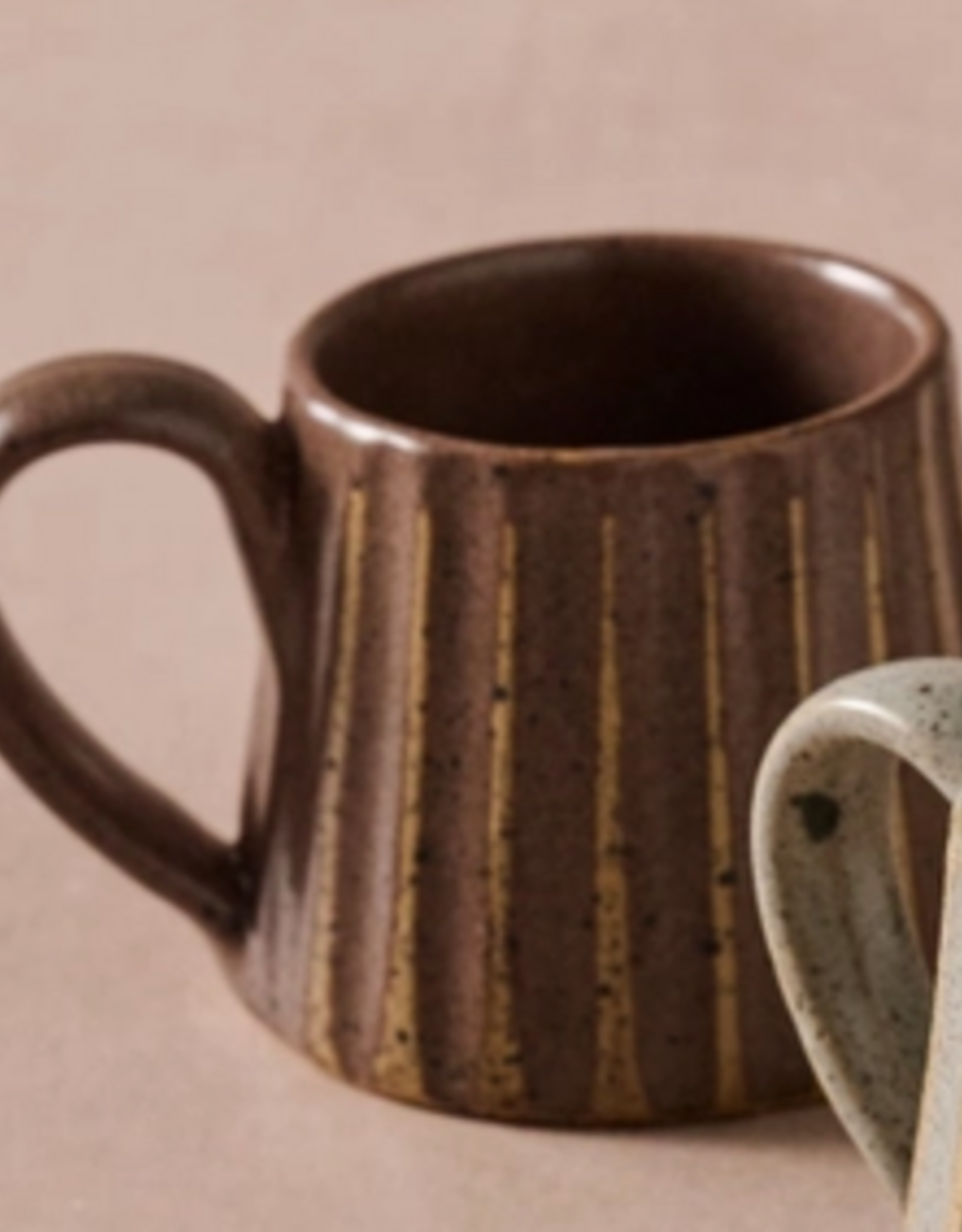 Ten Thousand Villages Sundara Conical Fluted Ceramic Espresso Mug - Speckled Brown