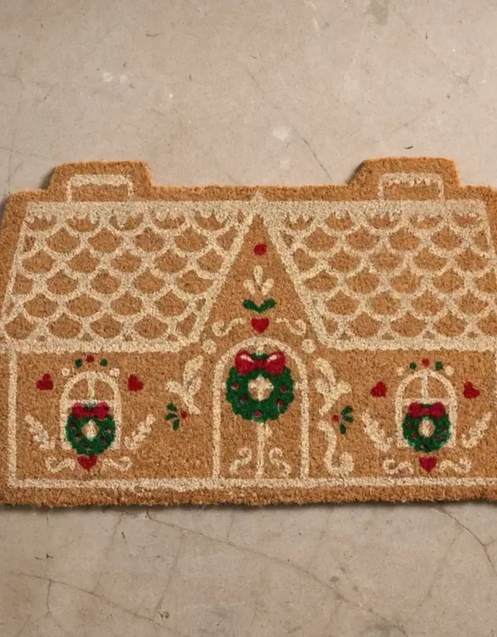 Ten Thousand Villages Garam Coir Gingerbread House Door Mat