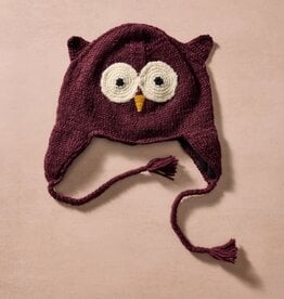 Ten Thousand Villages Bina Eggplant Owl Beanie - Adult