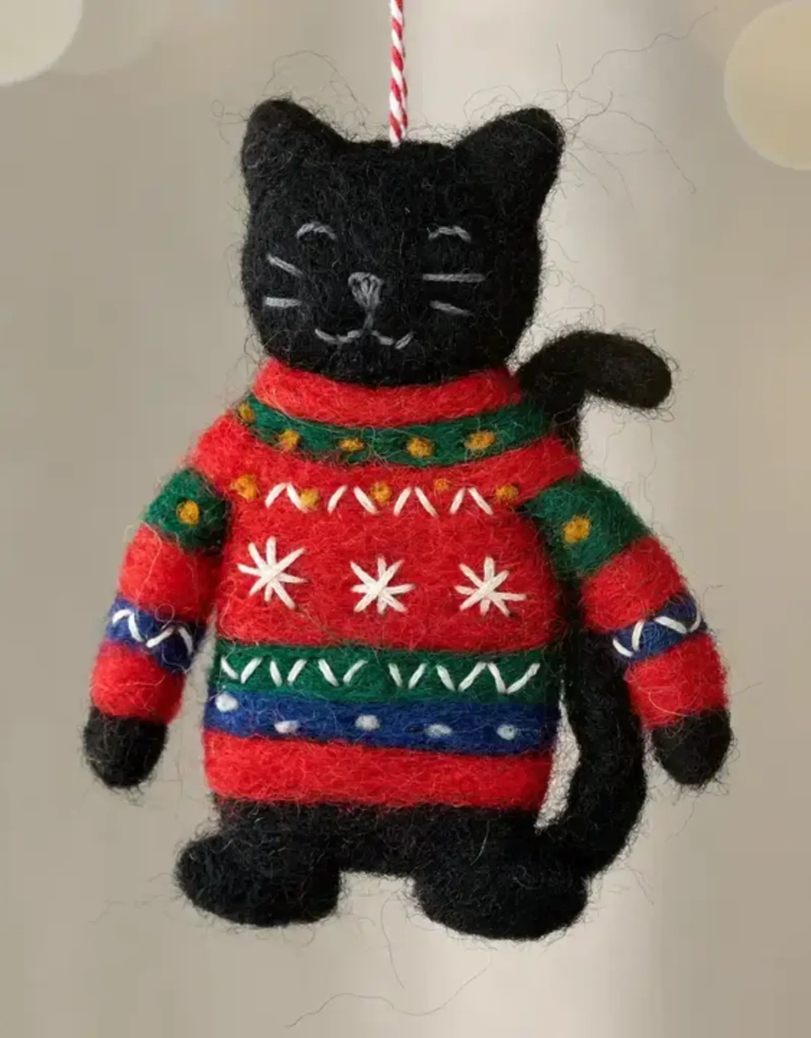 Ten Thousand Villages Kalo Ugly Sweater Cat Ornament