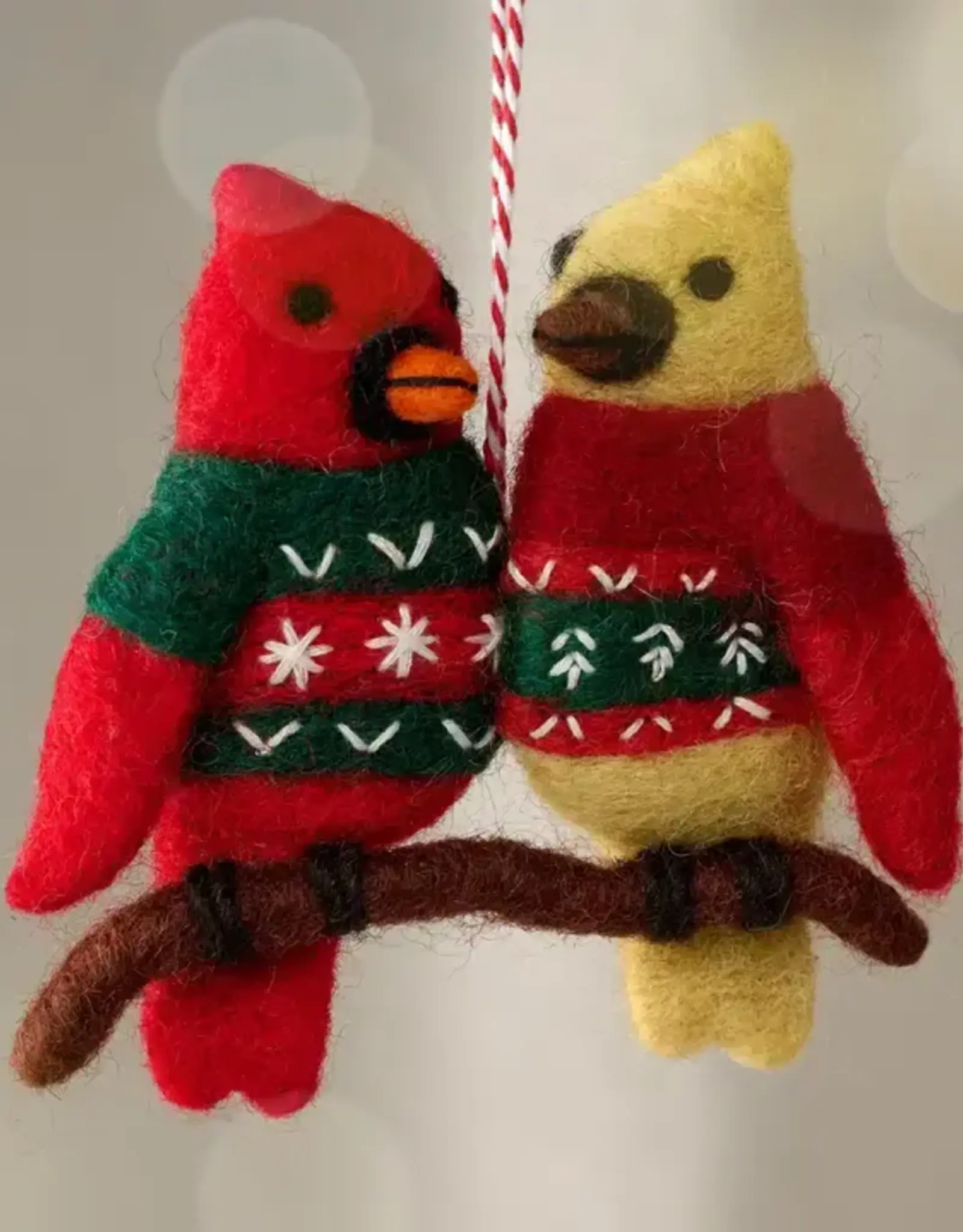 Ten Thousand Villages Dui Ugly Sweater Love Birds Ornament