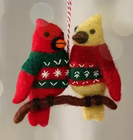 Ten Thousand Villages Dui Ugly Sweater Love Birds Ornament