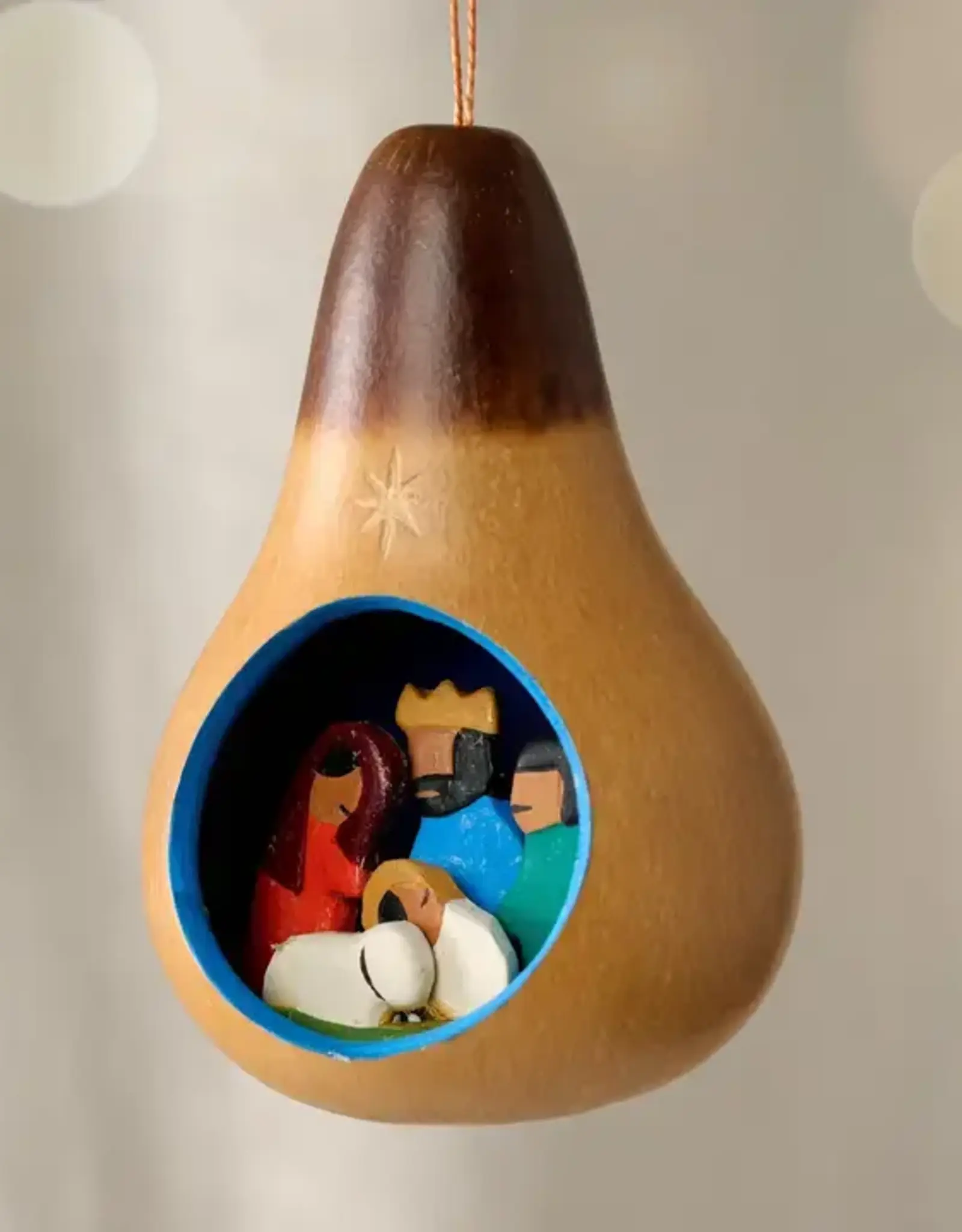 Ten Thousand Villages Kurku Modern Nativity Gourd Ornament